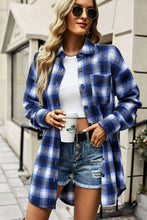 Load image into Gallery viewer, Plaid Curved Hem Longline Shirt Jacket
