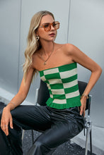 Load image into Gallery viewer, Checkered Strapless Ruffle Hem Top
