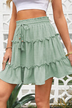 Load image into Gallery viewer, Swiss Dot Drawstring Frill Trim Skirt
